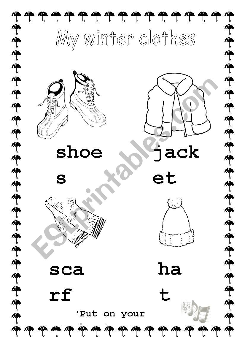 Winter clothes worksheet