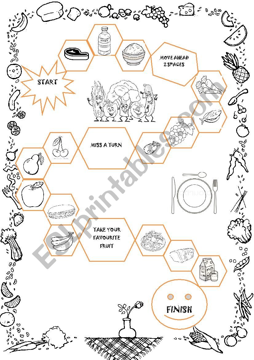 Board game food worksheet