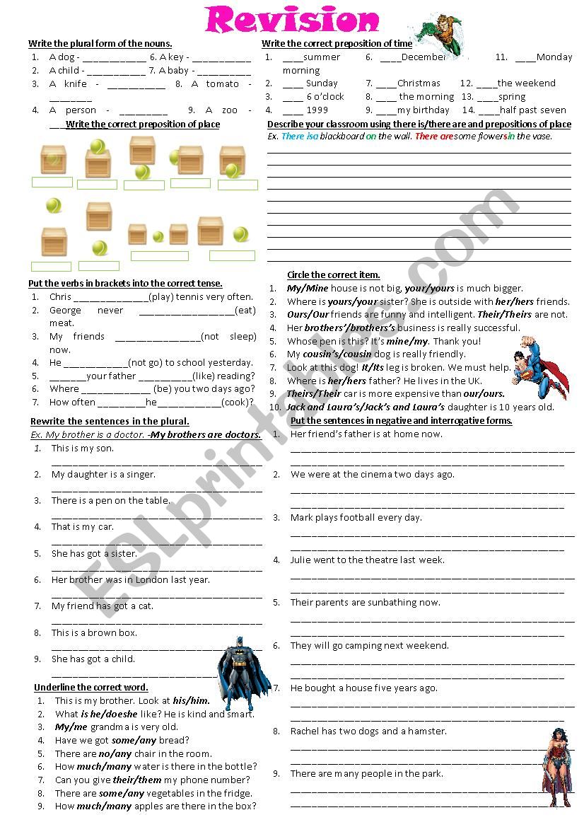 Revision worksheet