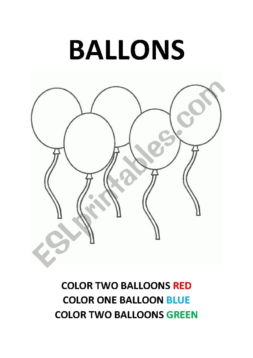 ballons worksheet