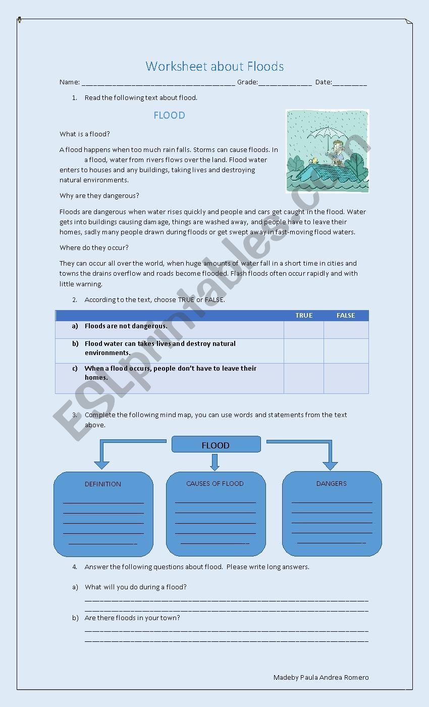 floods worksheet