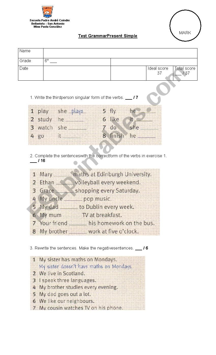 present simple worksheet