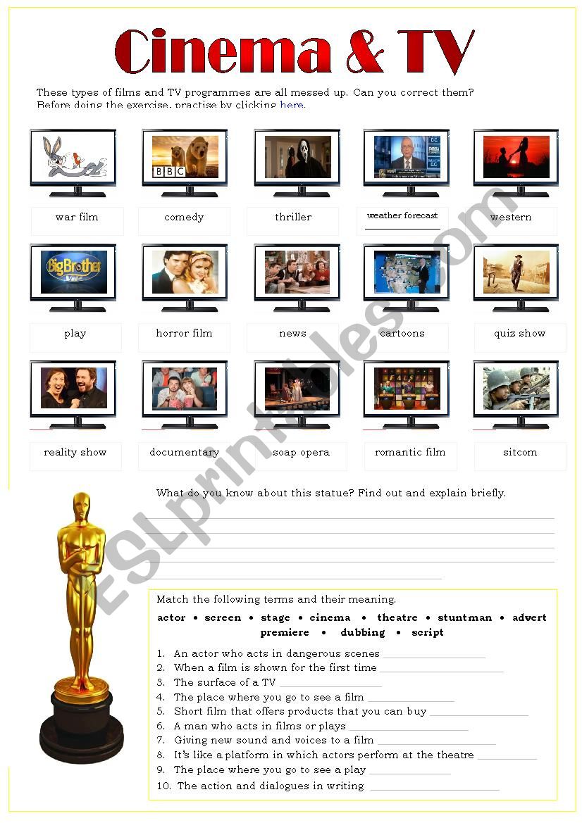 CINEMA & TV worksheet