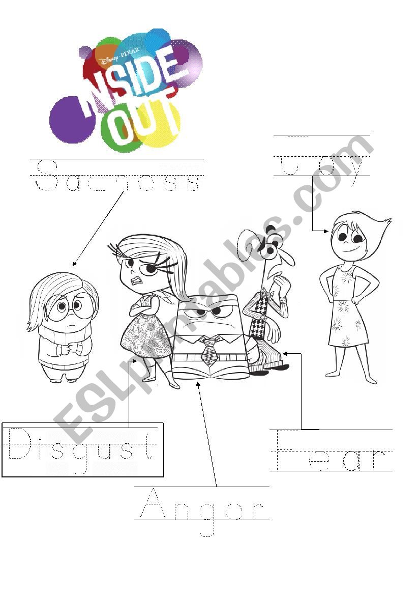 Inside out trace and colour  worksheet