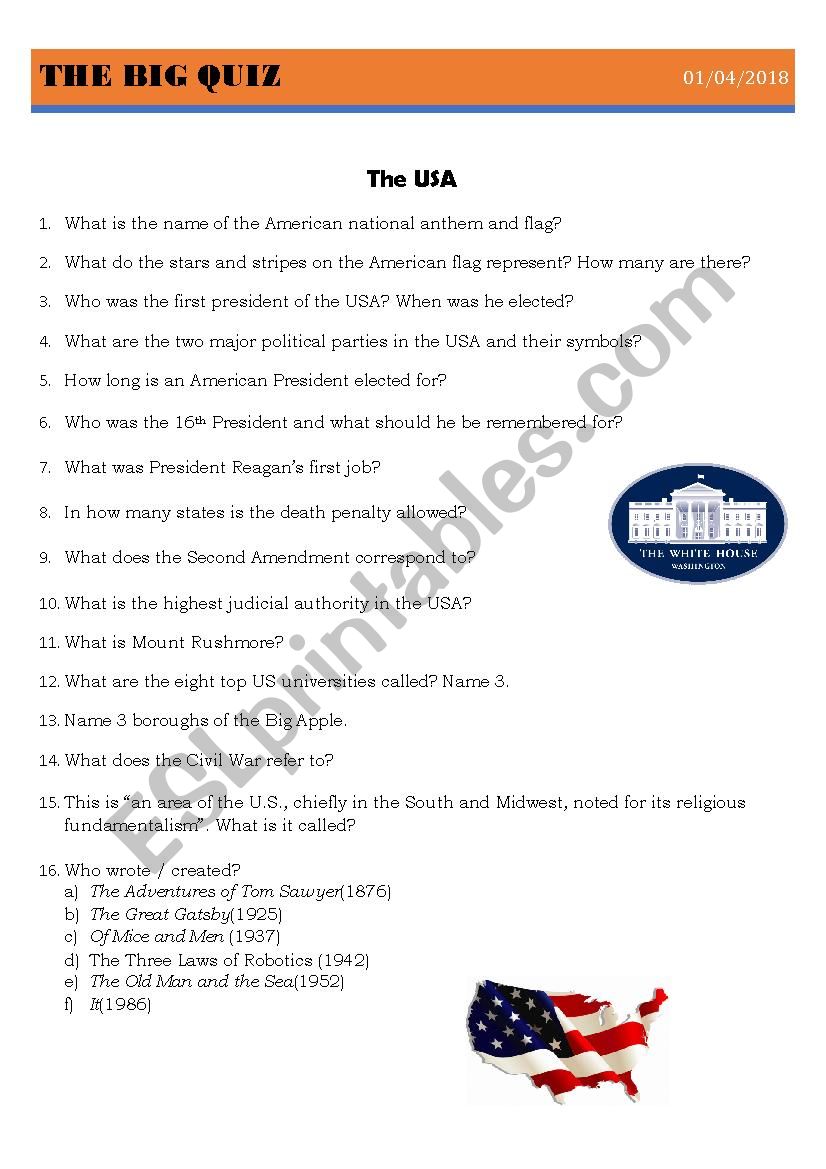 Cultural quiz worksheet