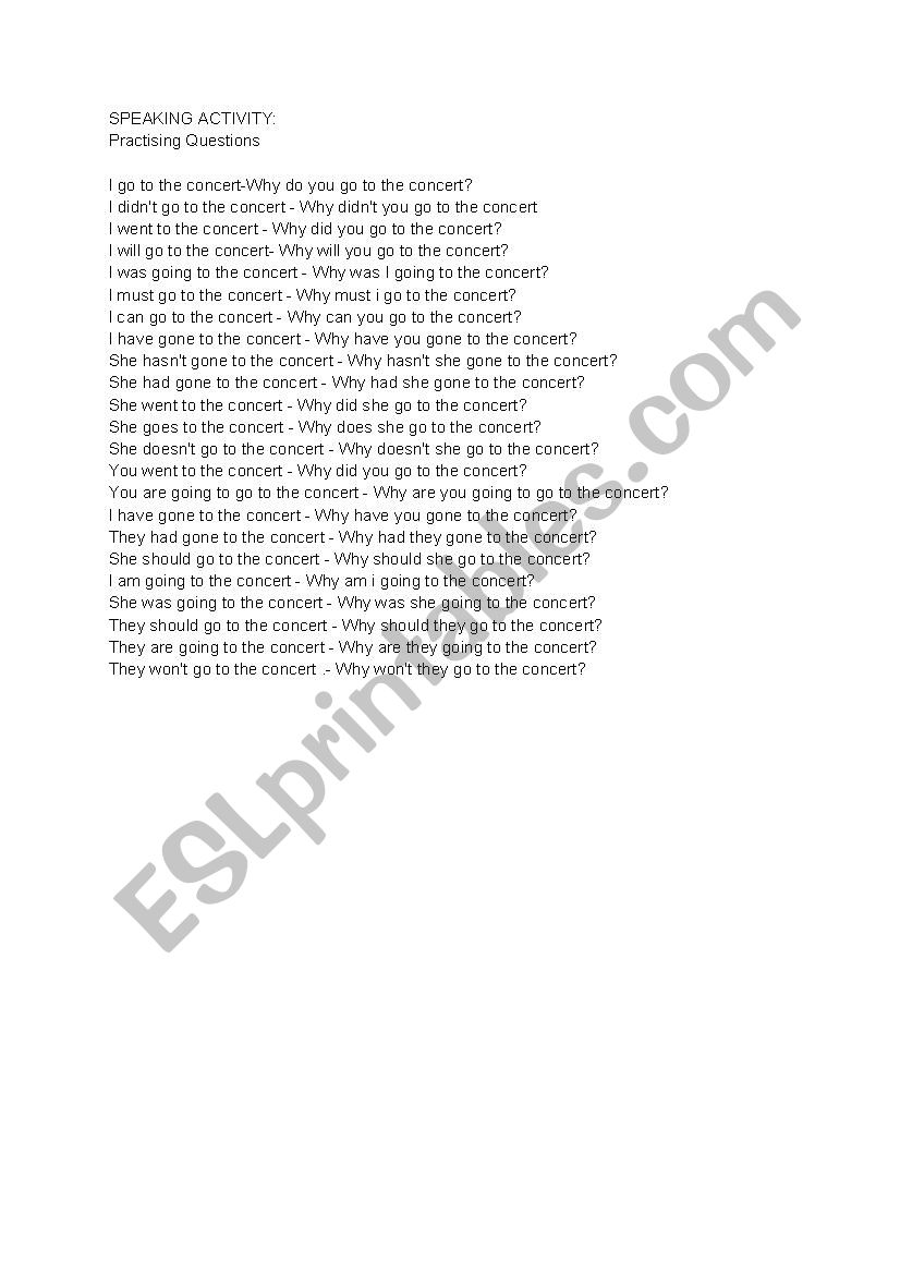 Practising Questions worksheet