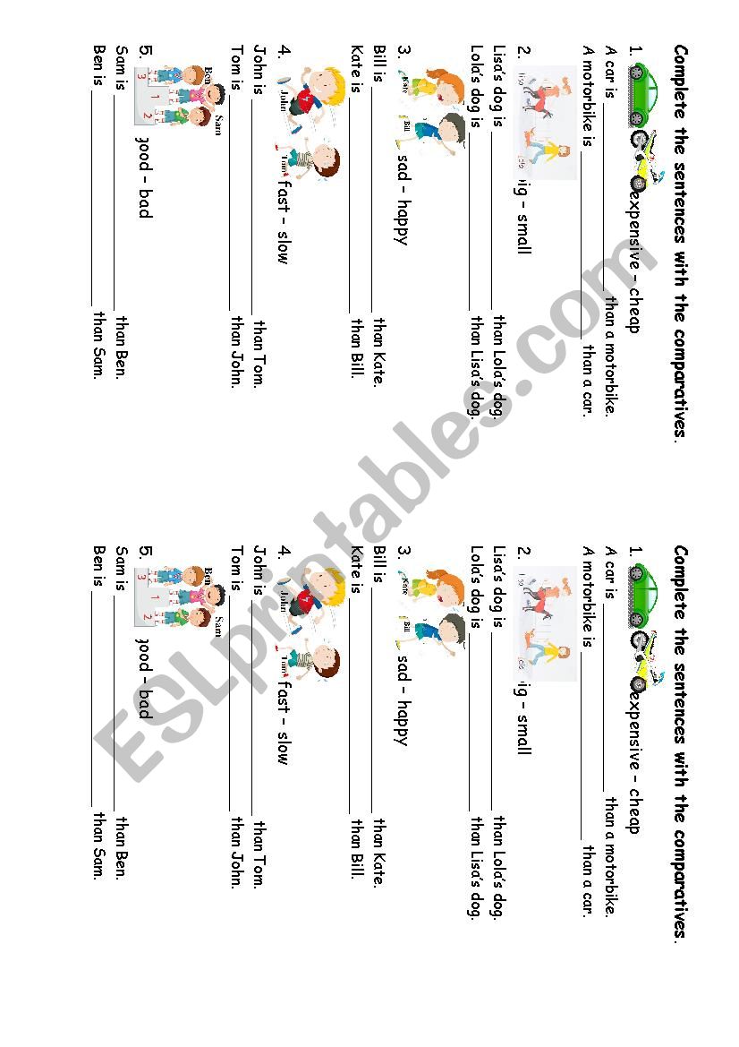 Comparatives worksheet worksheet