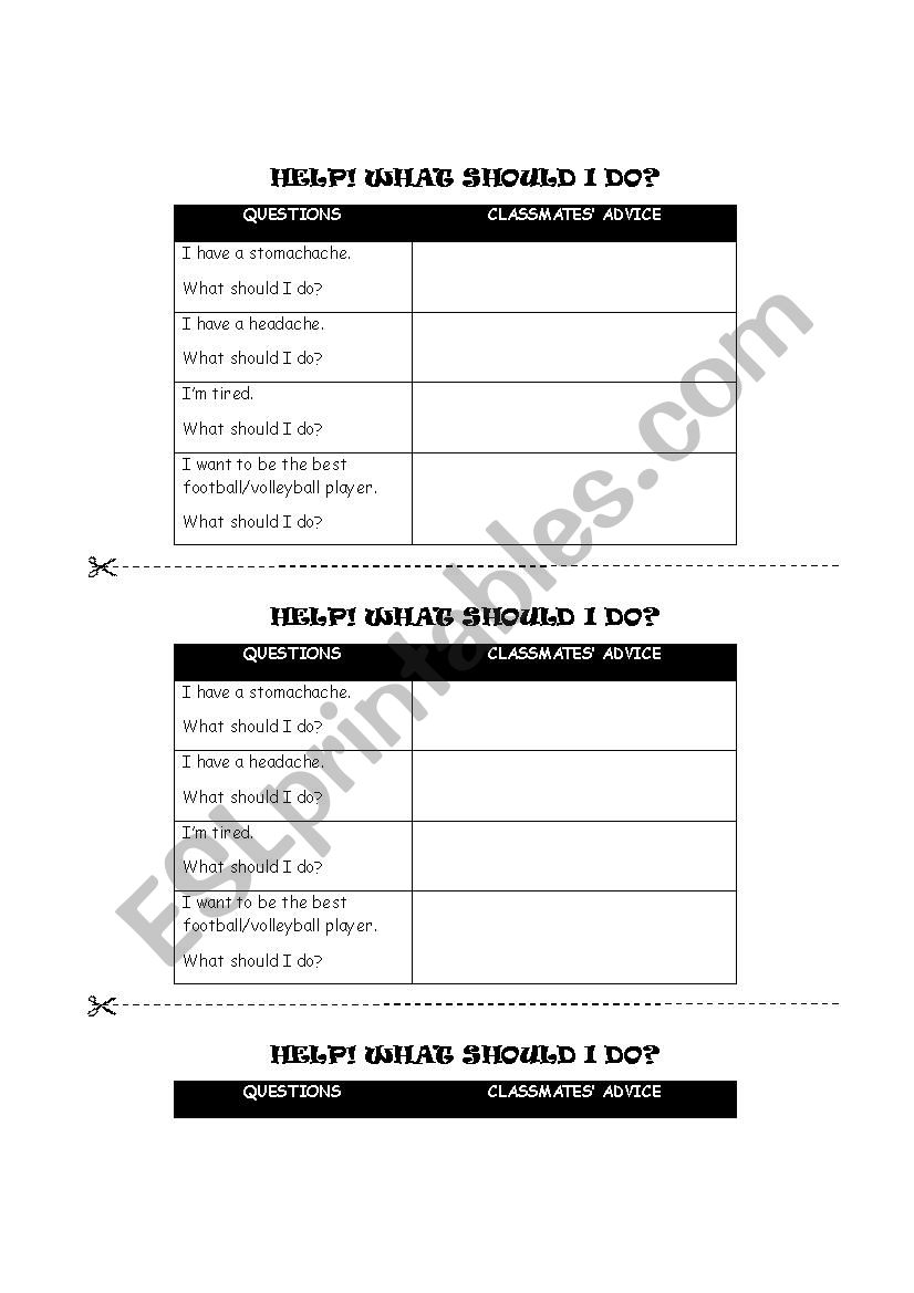 What should I do? worksheet