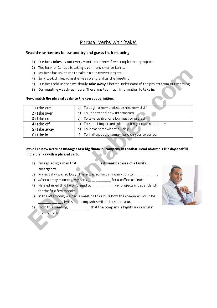 Business Phrasal Verbs worksheet