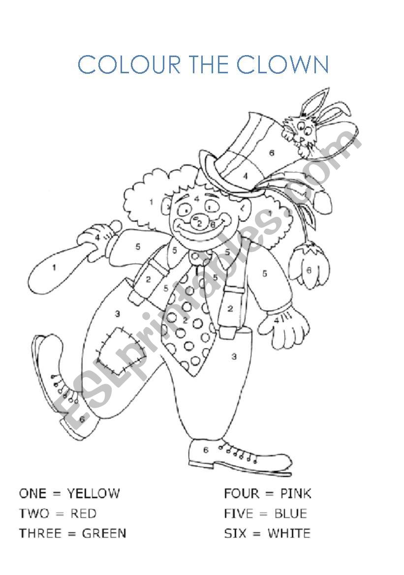 COLOUR THE CLOWN worksheet