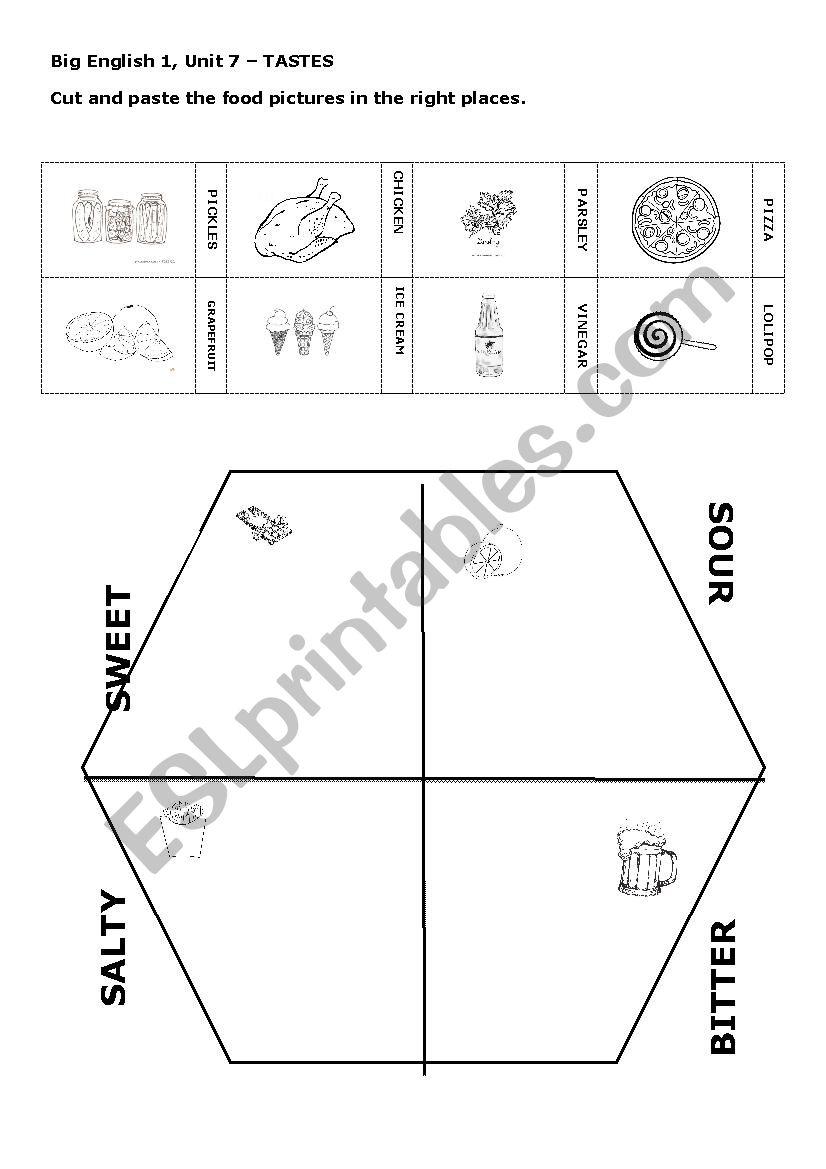 Tastes worksheet