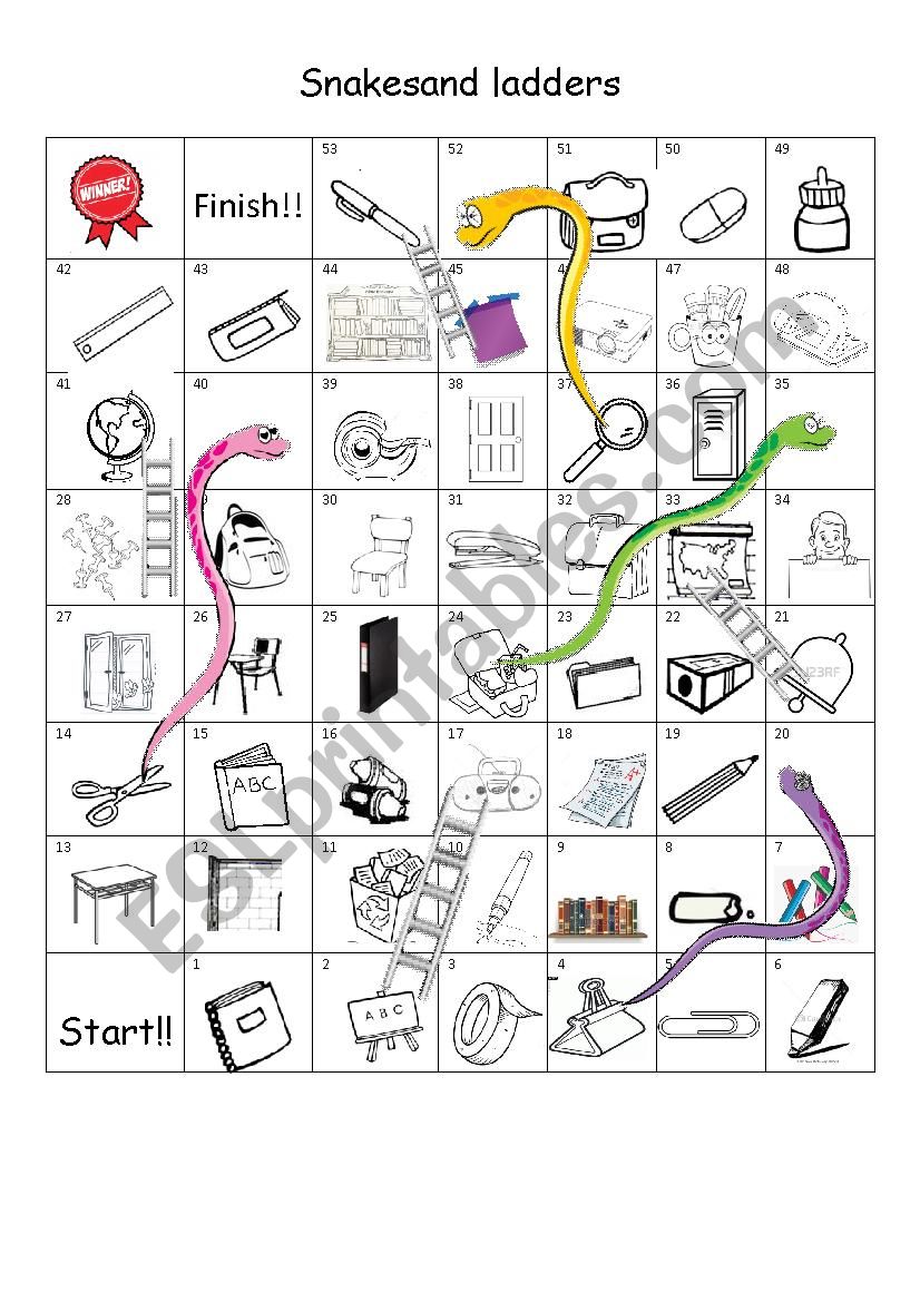 snakes and ladders worksheet