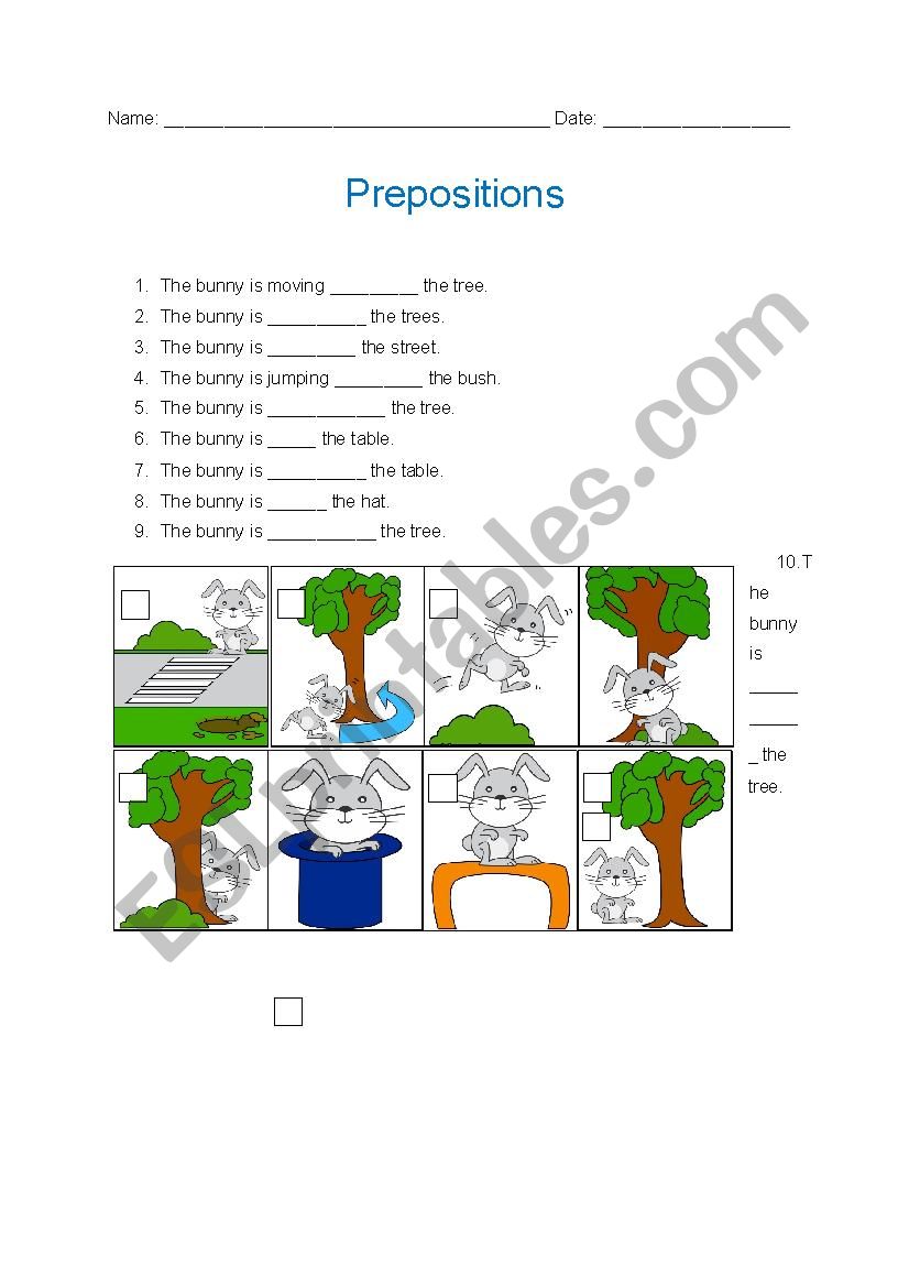 Prepositions worksheet