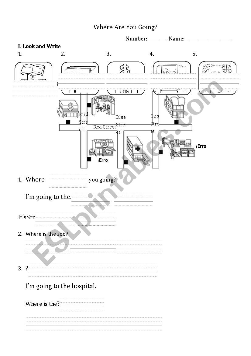 Where are you going? worksheet