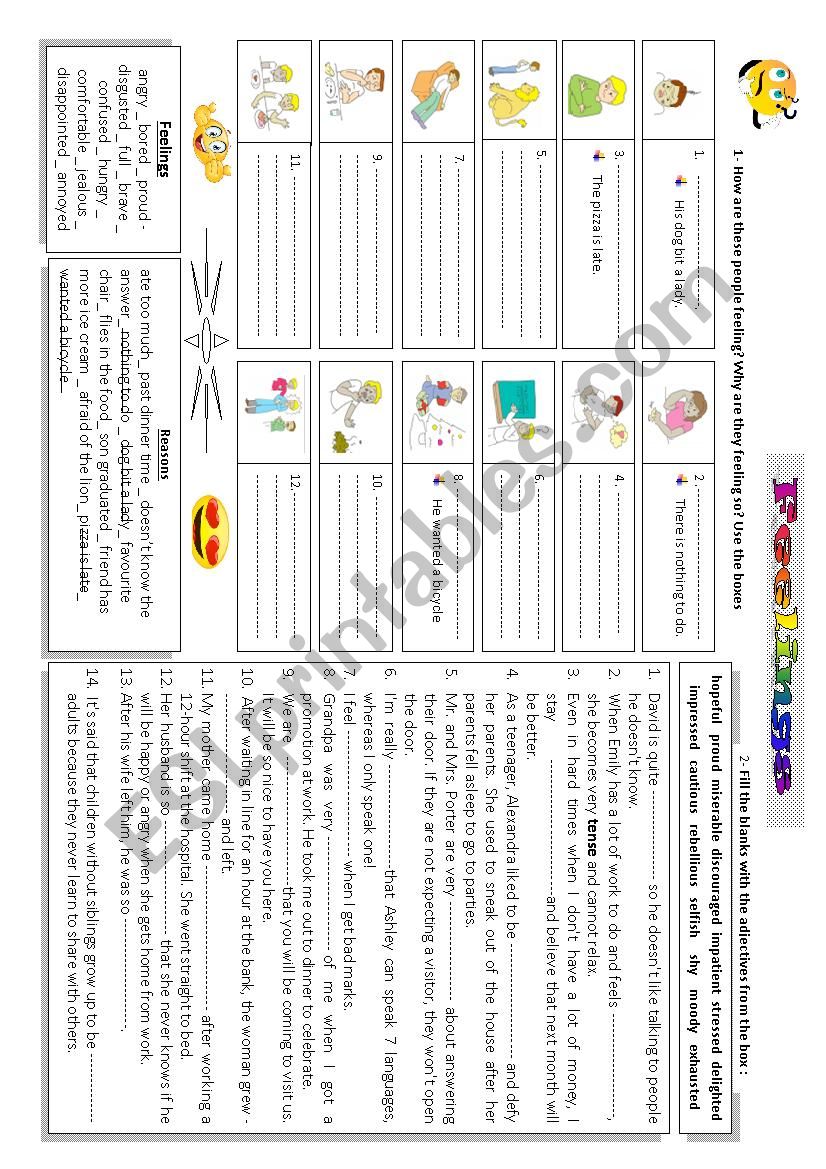 Feelings / adjectives  worksheet