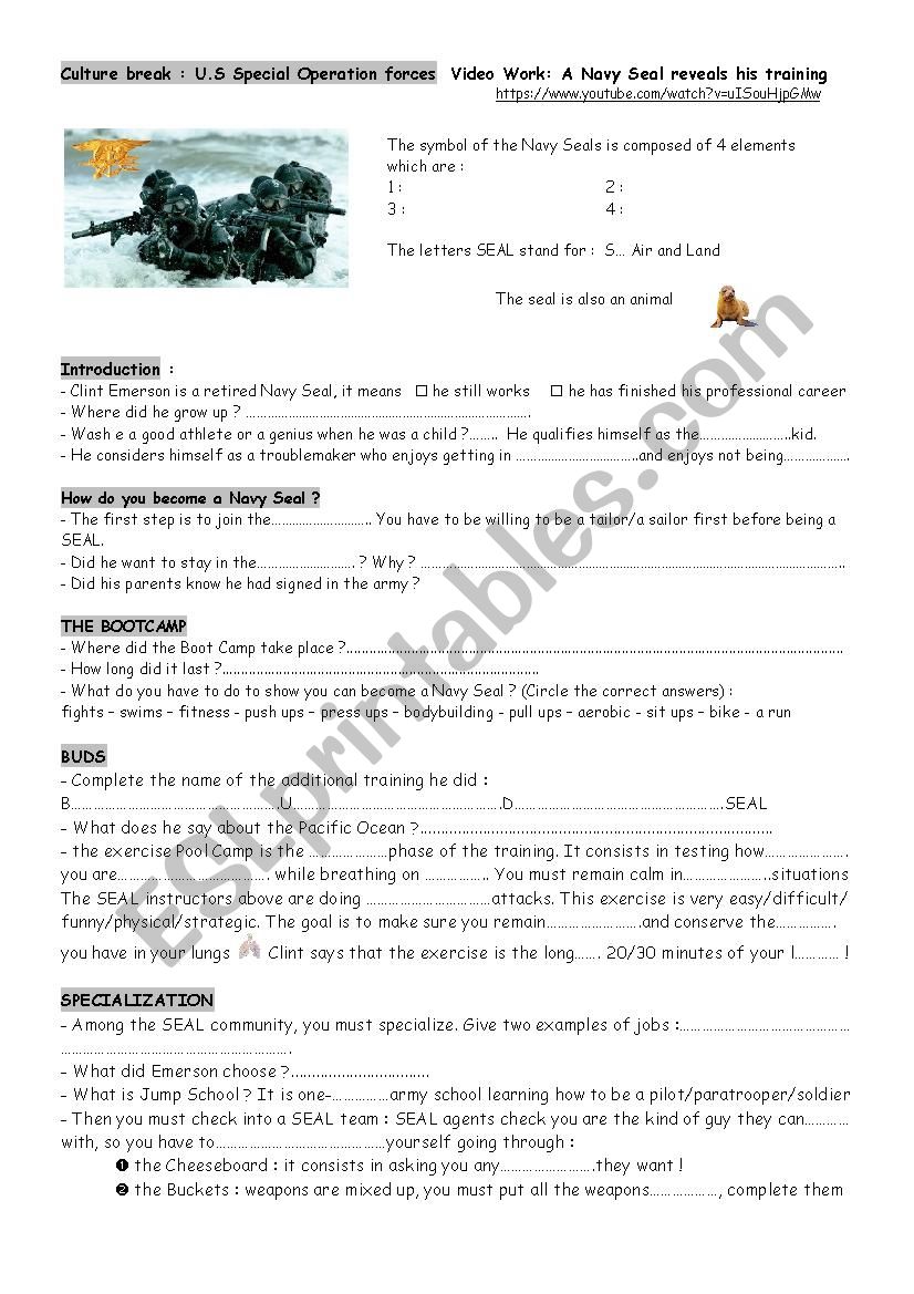 Navy Seals worksheet