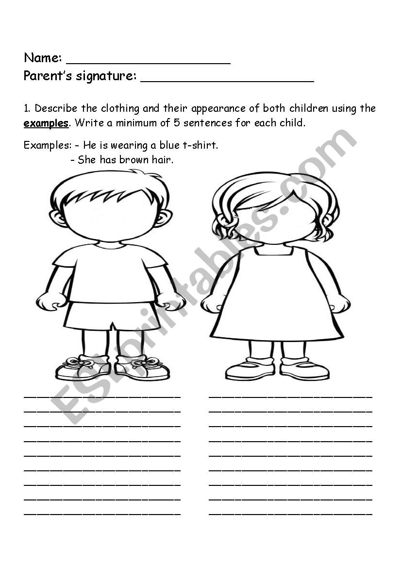 Description worksheet