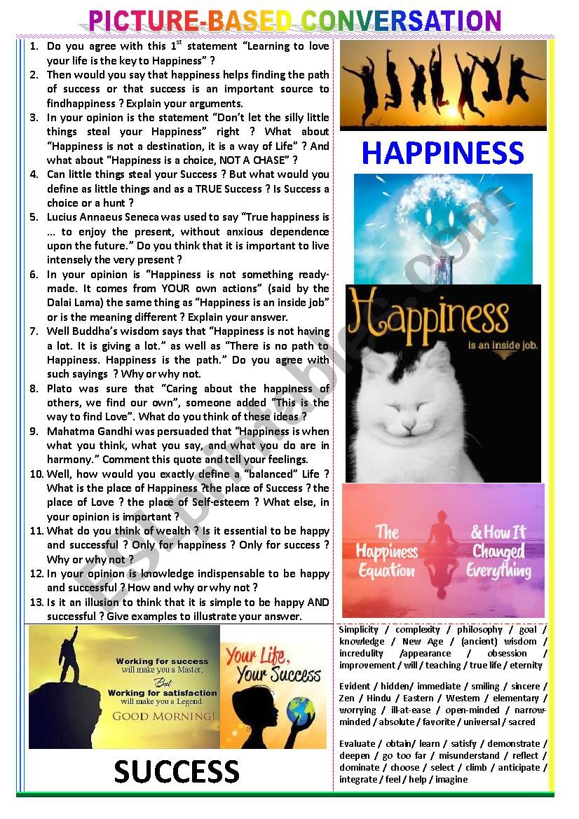 Picture-based conversation : topic 110 - Happiness vs Success