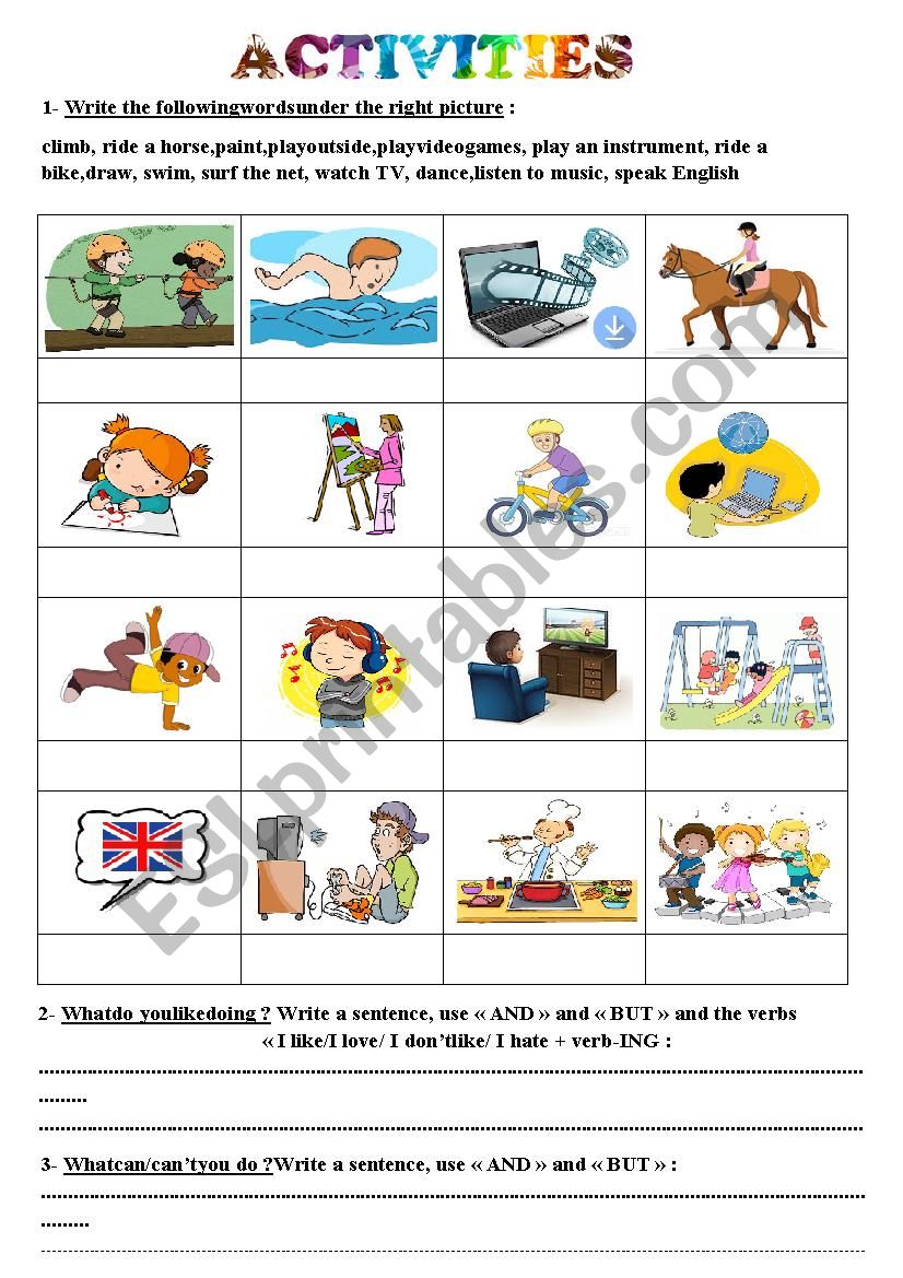 Activities/hobbies vocabulary 1