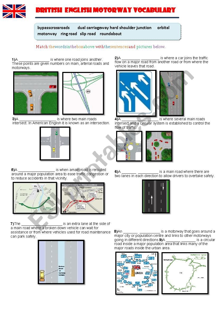 British English Motorway Vocabulary