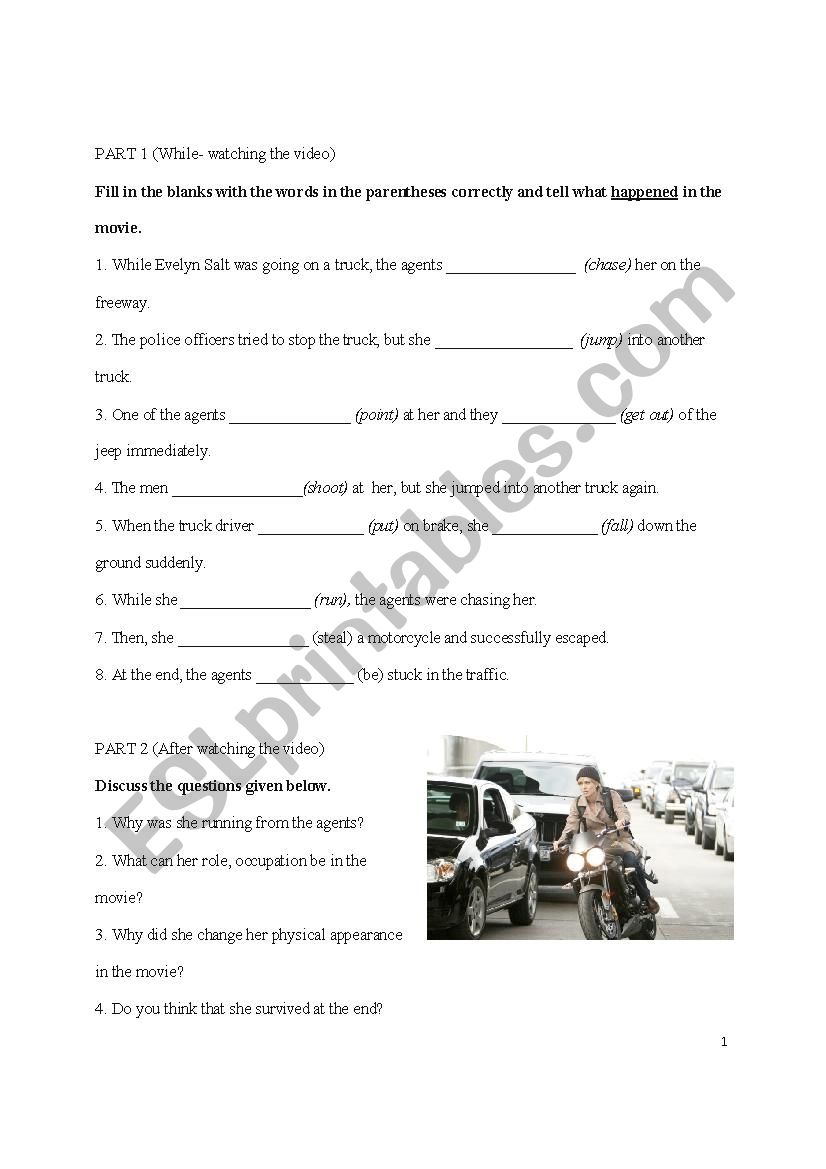 Simple Past- Past Continuous Fill in the Blanks