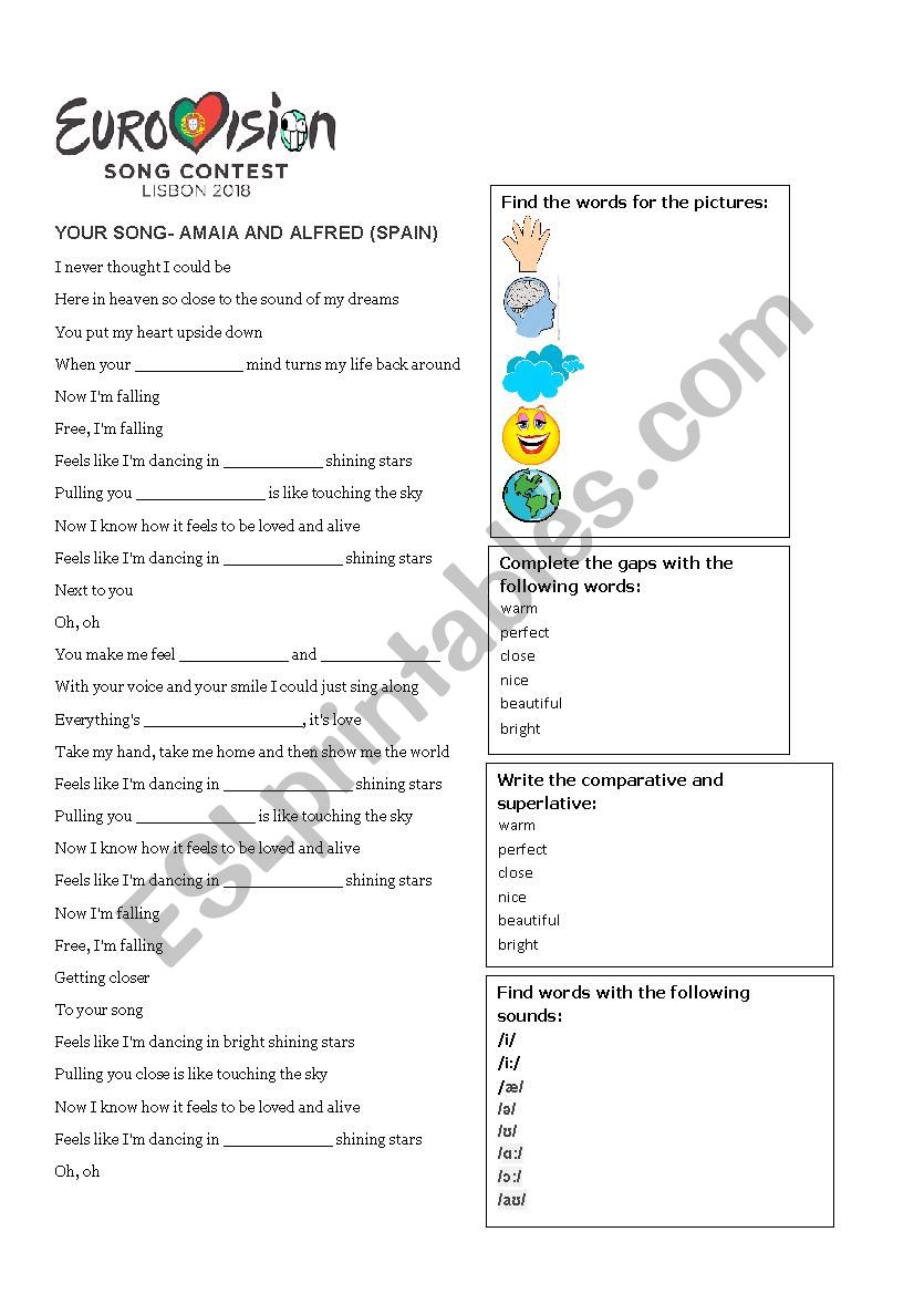 Your Song worksheet