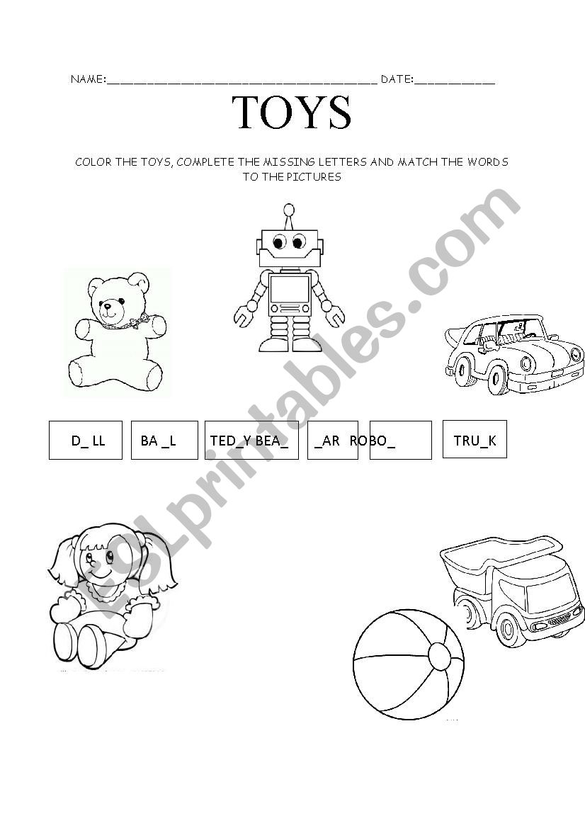 TOYS worksheet