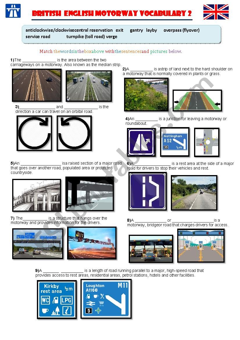 British English Motorway Vocabulary 2