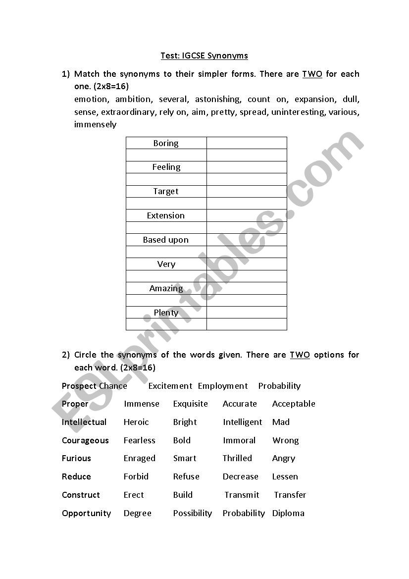 Igcse English Worksheets Pdf