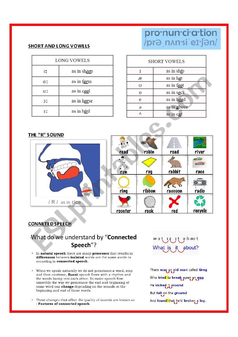 QUICK PRONUNCIATION CLASS 1 worksheet