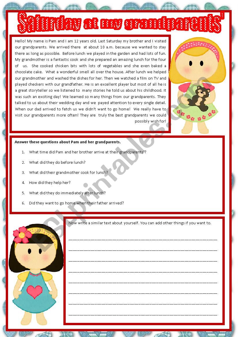 Saturday at my grandparentsÂ´ worksheet