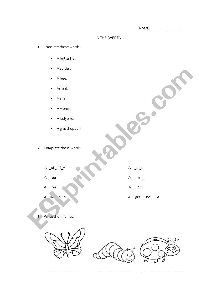 The garden worksheet