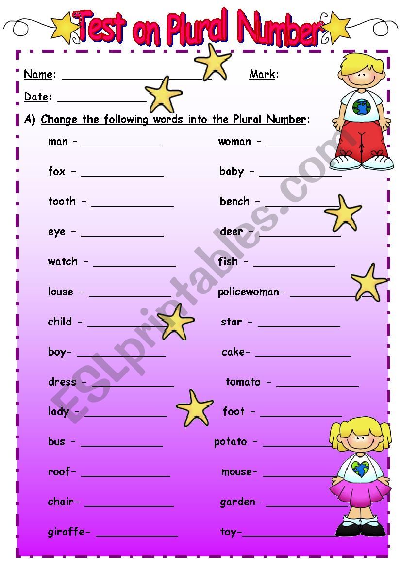 plural number worksheet