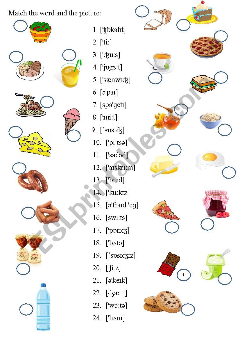 Food. Match the word and the picture.