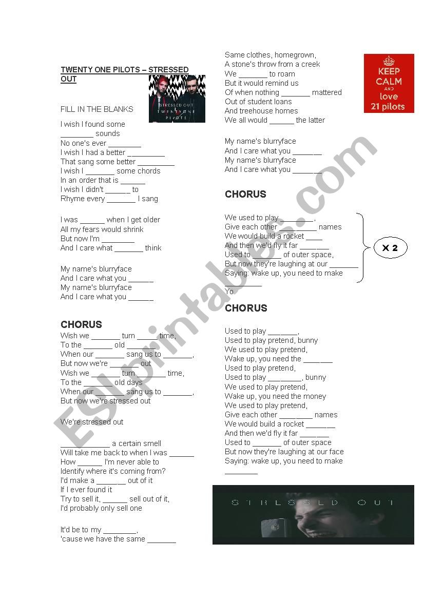 Stressed out worksheet