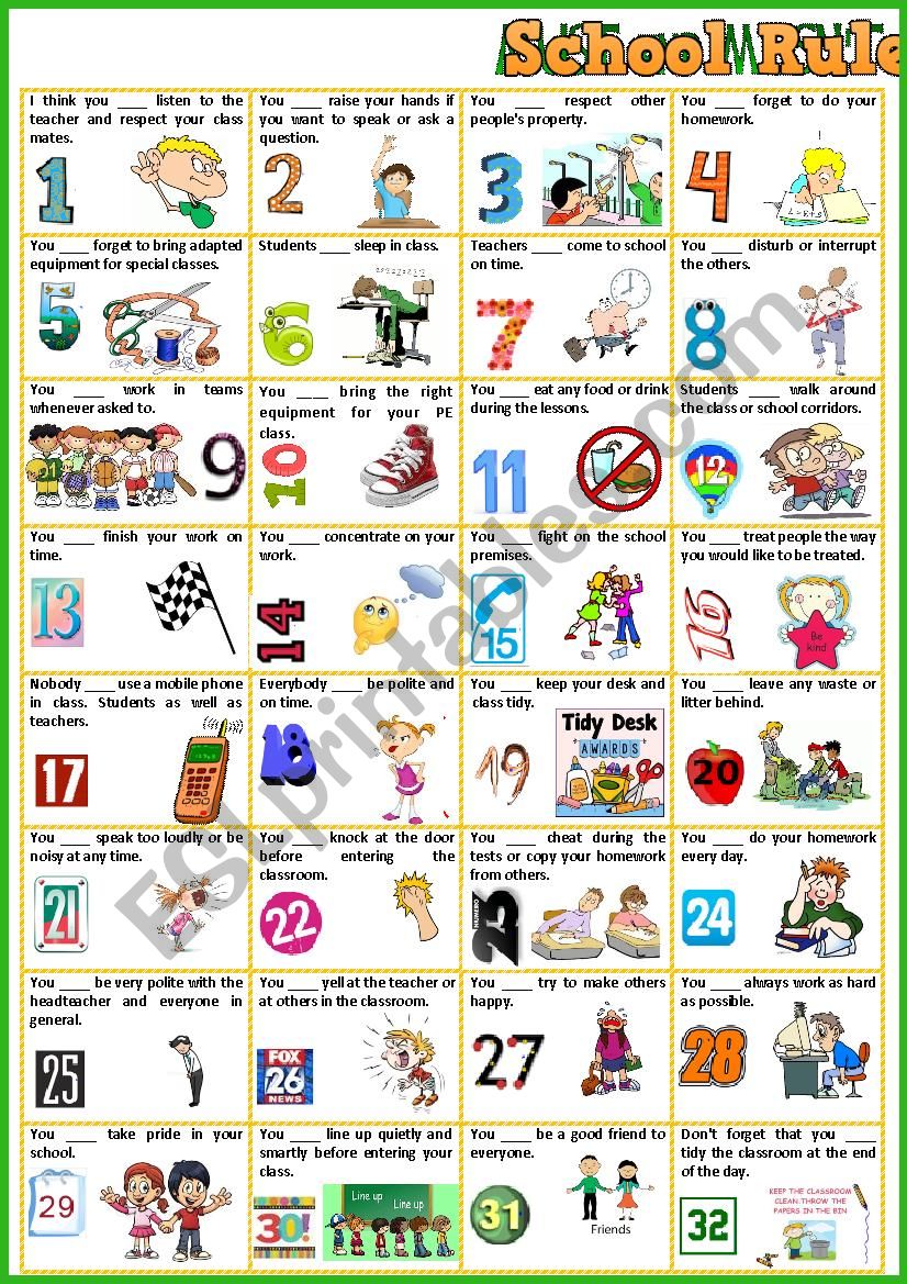 School Rules POSTER - Must/MustnÂ´t