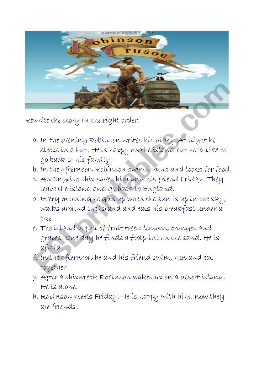 Reading-Writing - Crusoe worksheet
