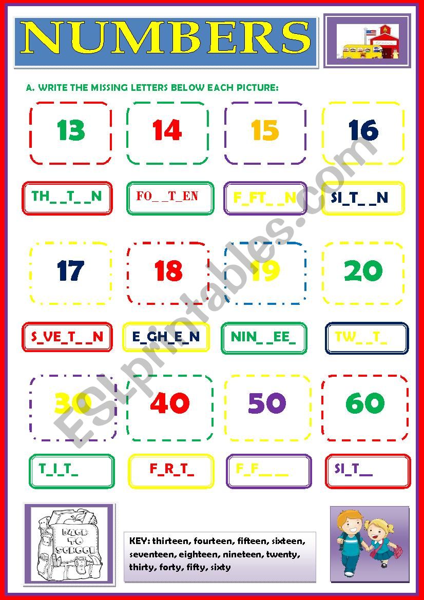 NUMBERS  worksheet