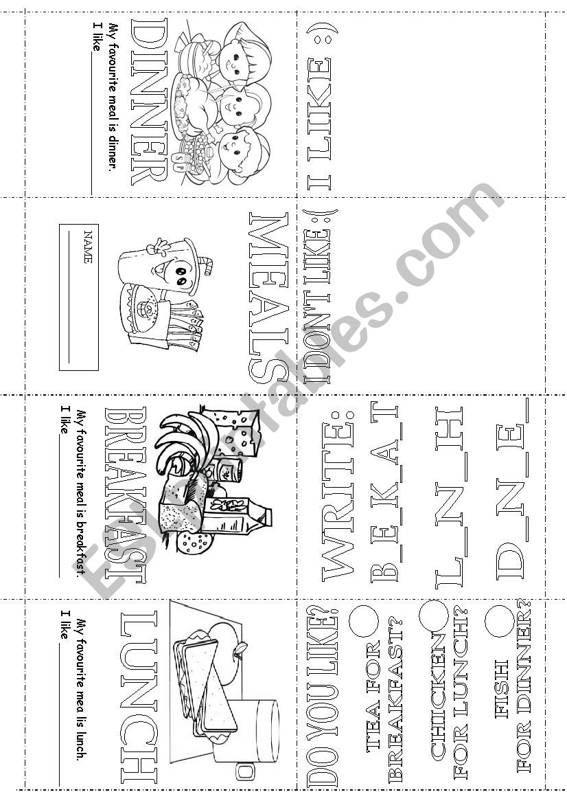 MEALS MINI BOOK worksheet