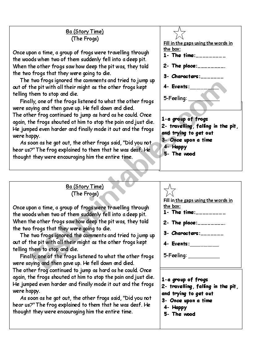 story worksheet