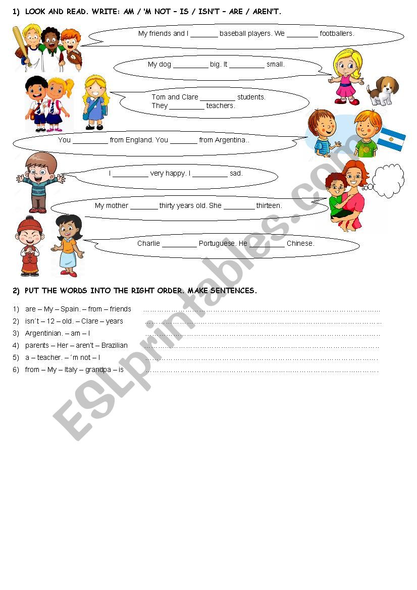 Verb Be: positive and negative sentences