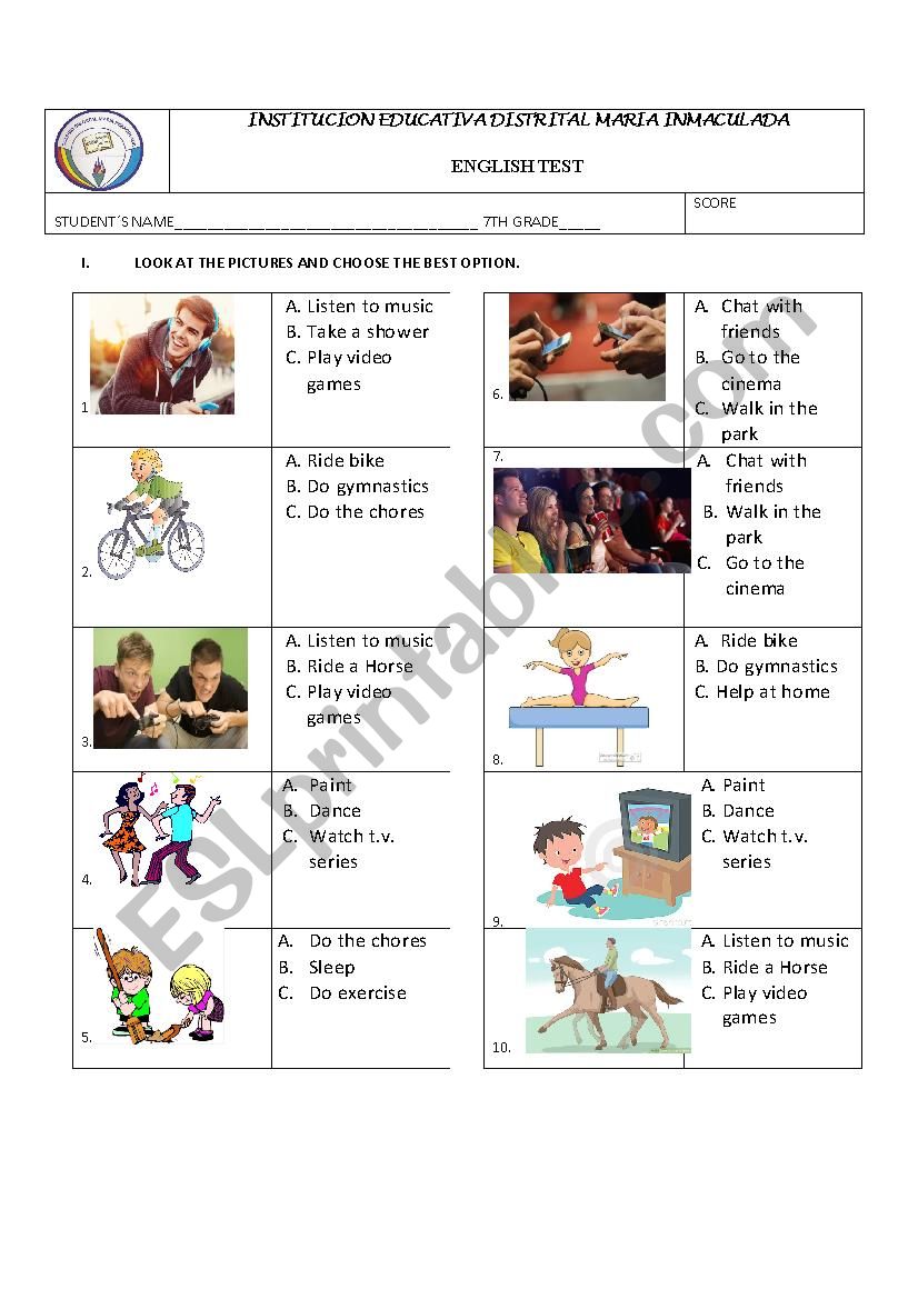 daily routines worksheet