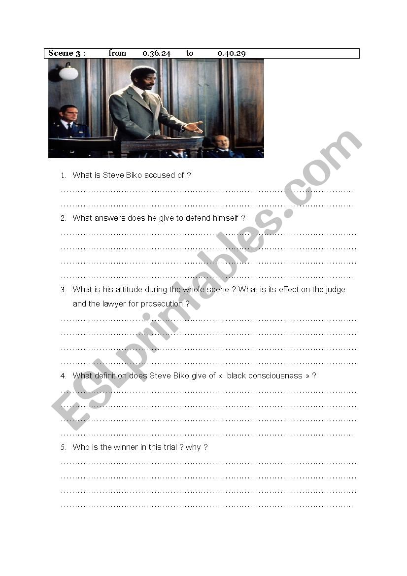 Cry Freedom movie scene 3 worksheet