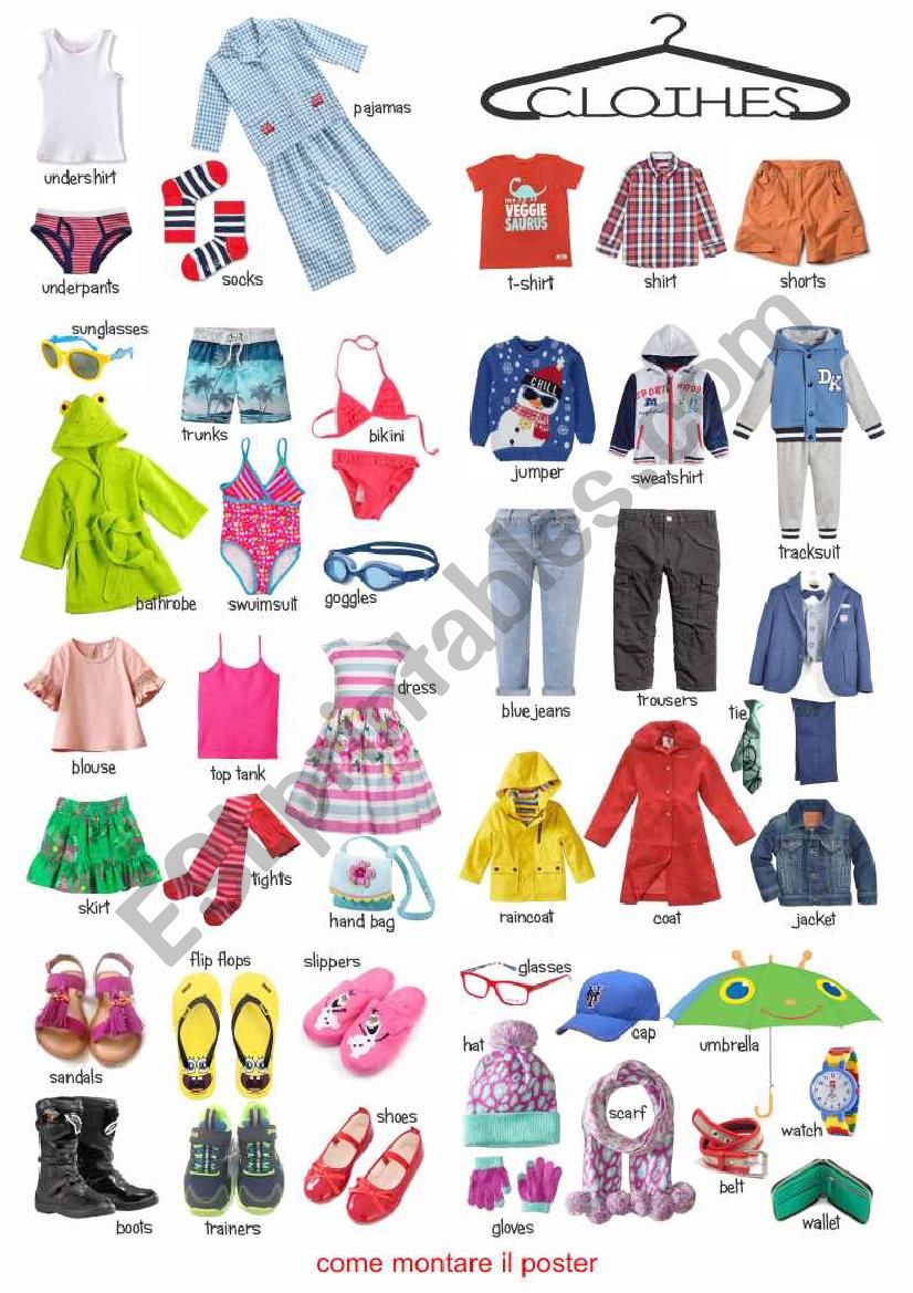 Clothes poster - ESL worksheet by robirimini