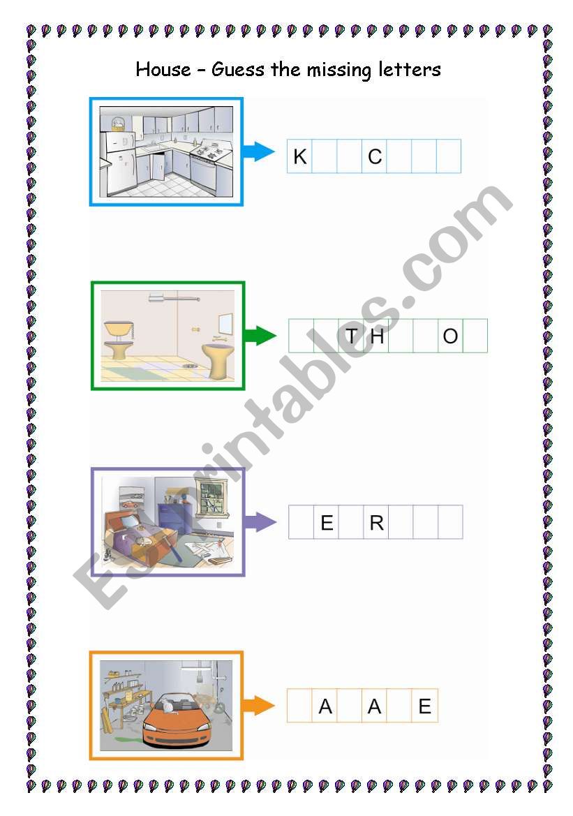 parts of the house worksheet