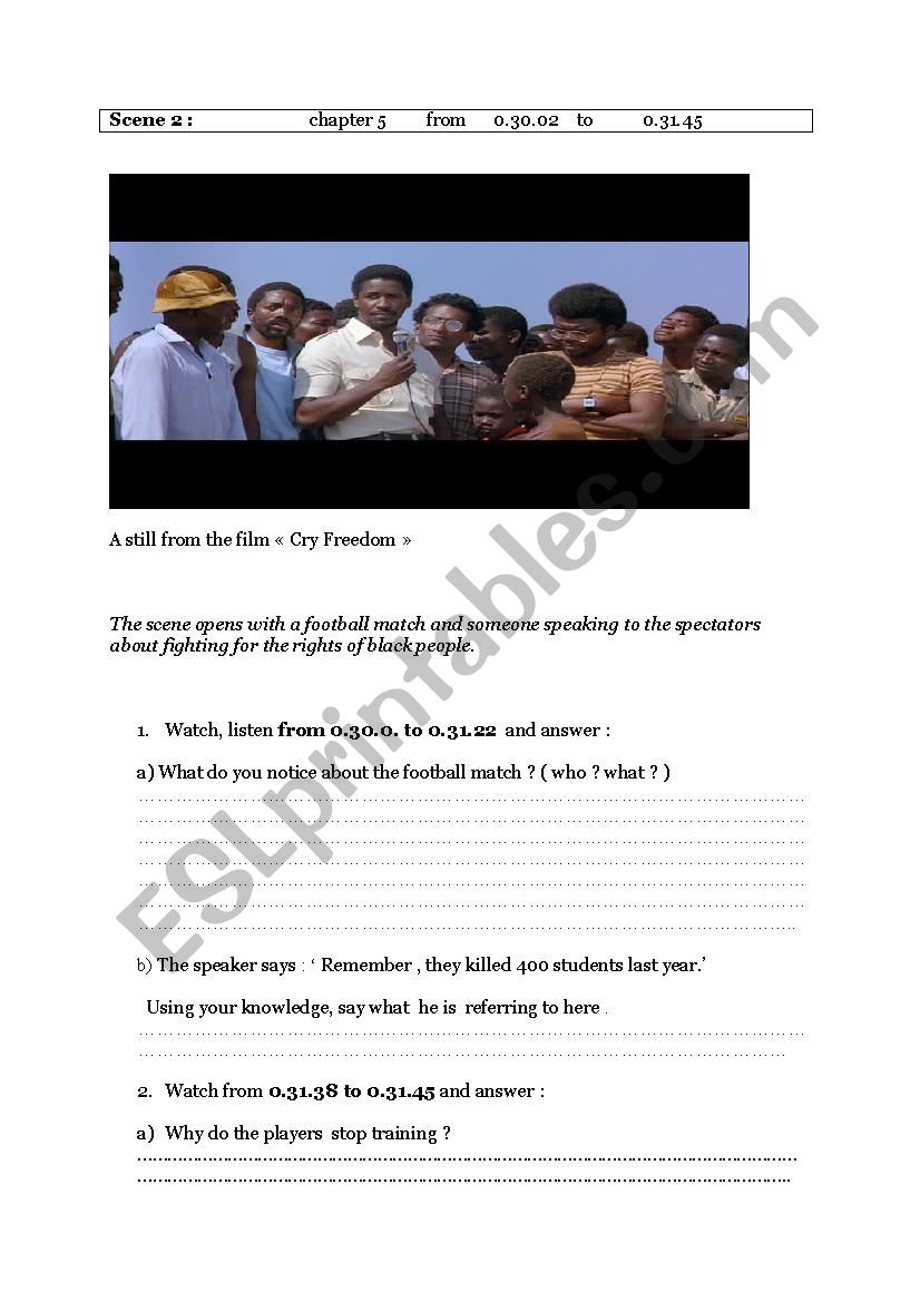 Cry Freedom movie scene 2 worksheet