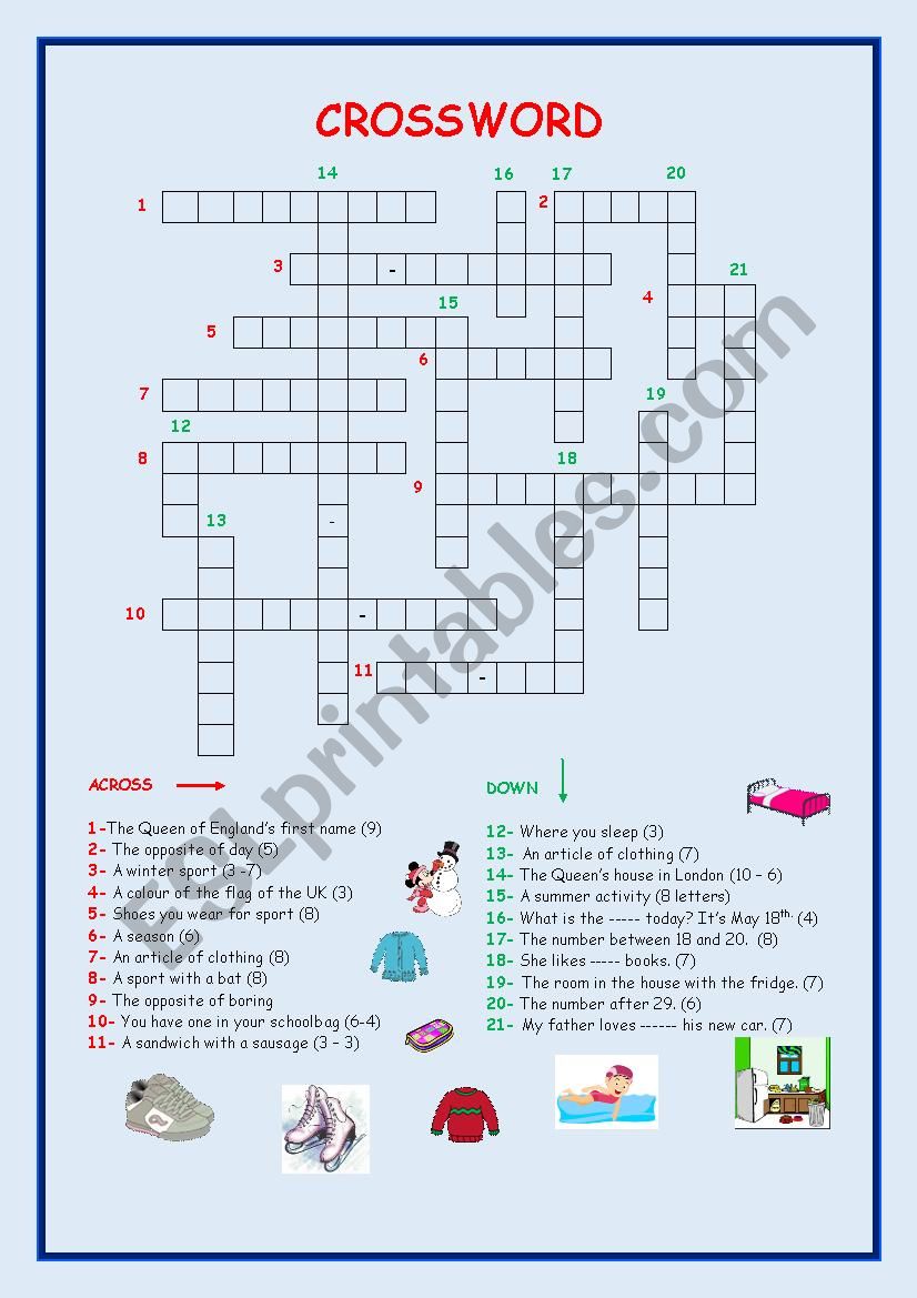 Crossword worksheet