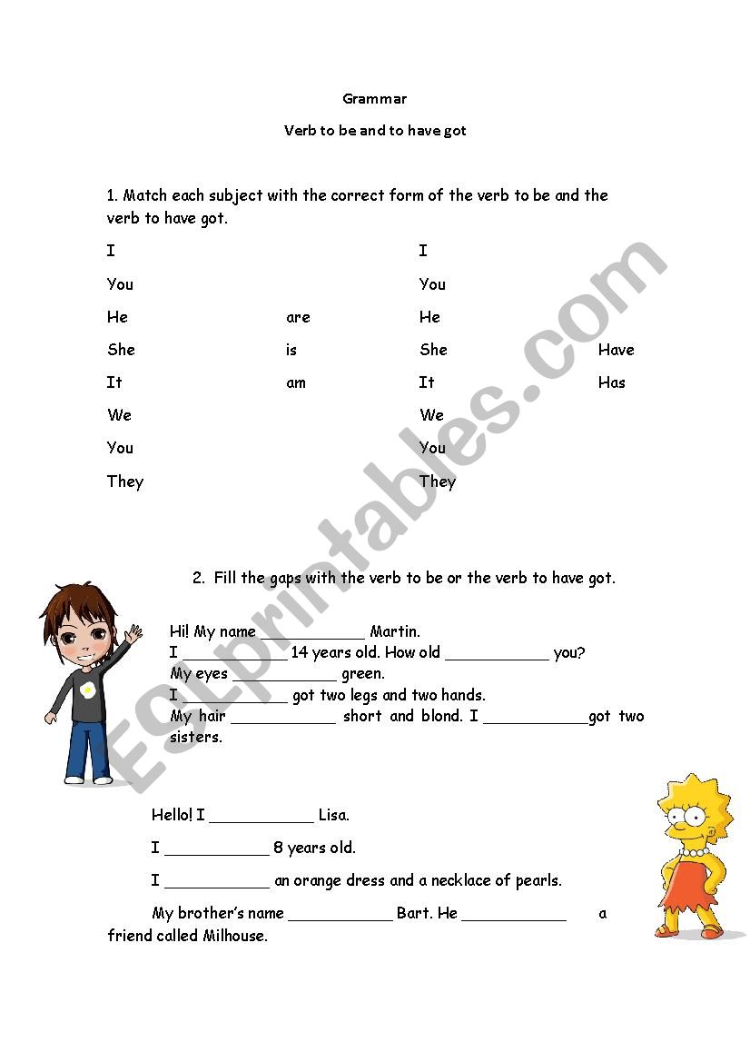 To be or to have got worksheet