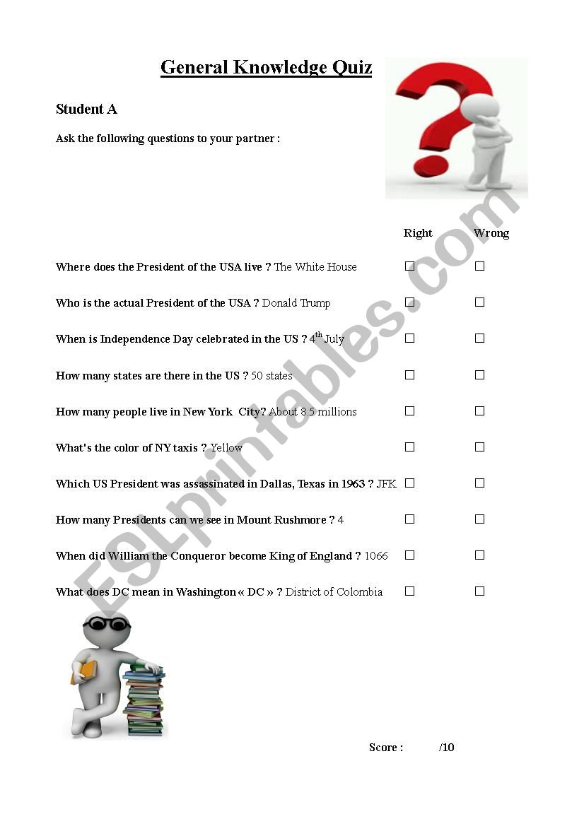 General Knowledge Quiz worksheet