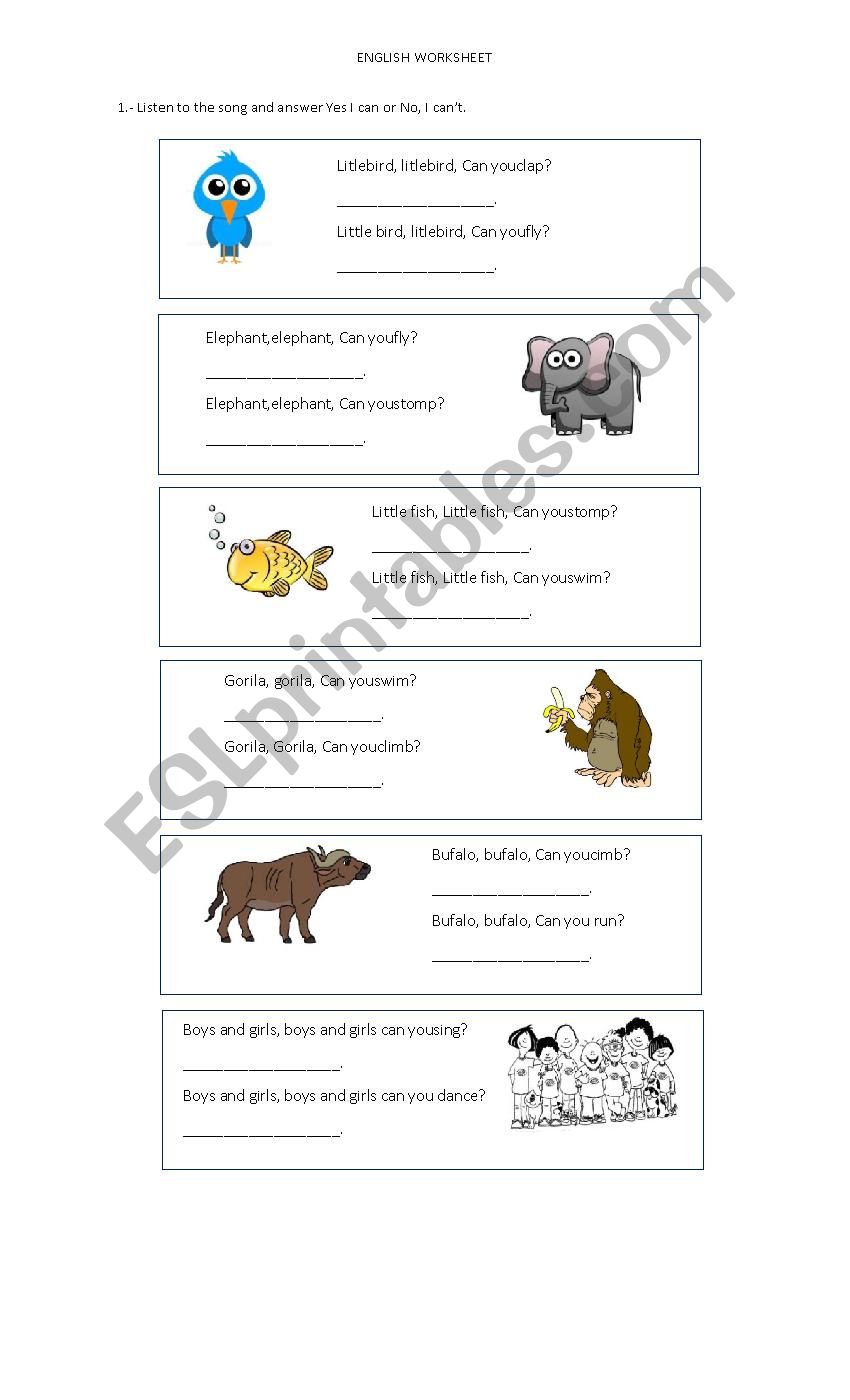 ANIMALS ABILITIES worksheet